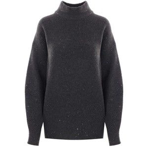 Brunello Cucinelli Ribbed Mock Neck Sweater With Subtle Sparkling Accents - NWT